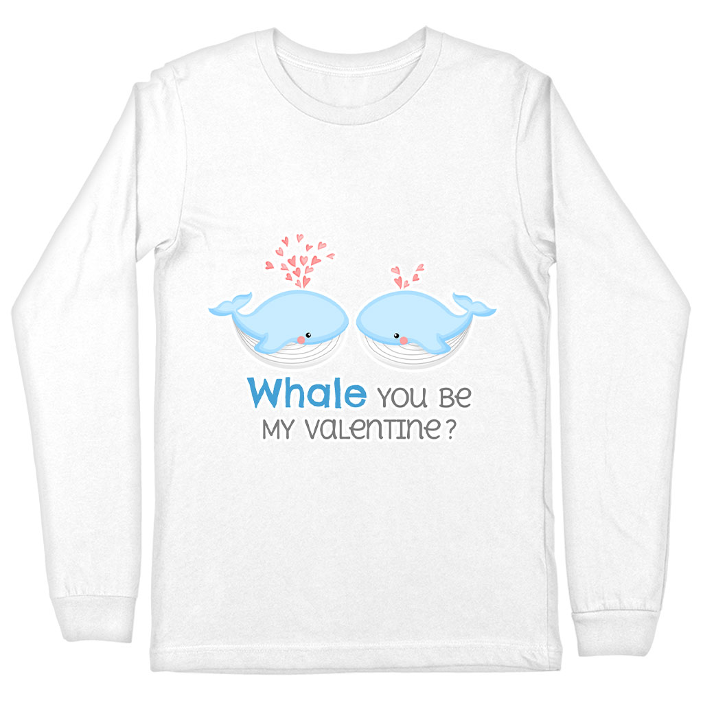 Whale You Be Mine Long Sleeve T-Shirt - Cute Kawaii T-Shirt - Cartoon Long Sleeve Tee Shirt Clothing T-Shirts Color : Black|Heather Forest|White 