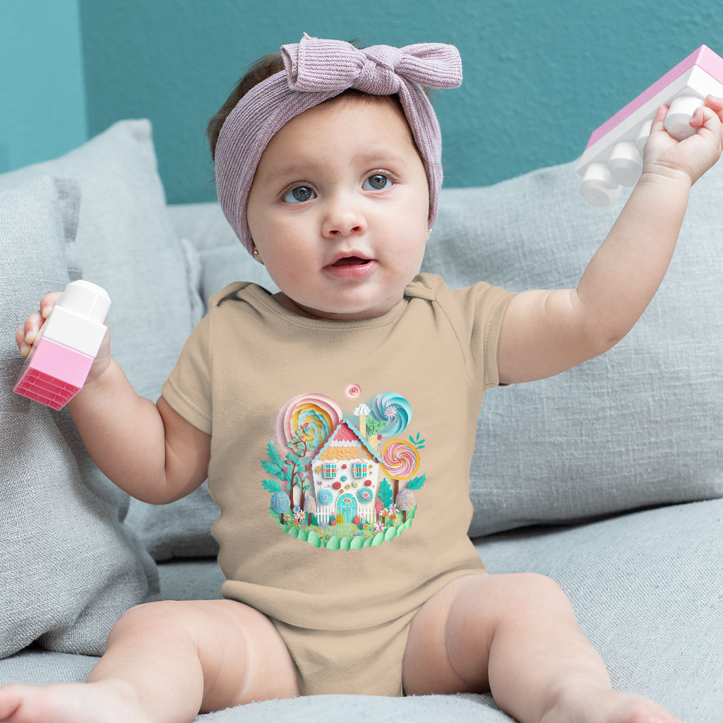 Cute Graphic Baby Jersey Onesie - Candy House Design Baby Onesie - Cute Design Baby One-Piece Clothing Kids' Clothing Onesies Color : Heather Dust|White|Yellow 