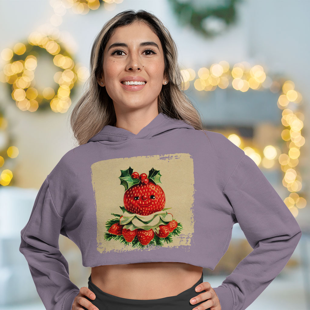 Funny Strawberry Women's Cropped Hoodie - Kawaii Strawberry Cropped Hoodie - Cute Design Hooded Sweatshirt Clothing Hoodies Color : Black|Heather Dust|Storm 