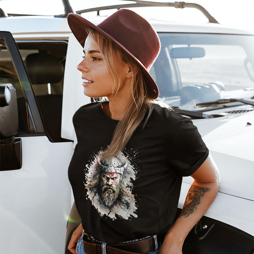 Viking Inspired Heavy Cotton T-Shirt - Warrior Design Tee Shirt - Cool Trendy T-Shirt Clothing T-Shirts Color : Black|Forest Green|White 