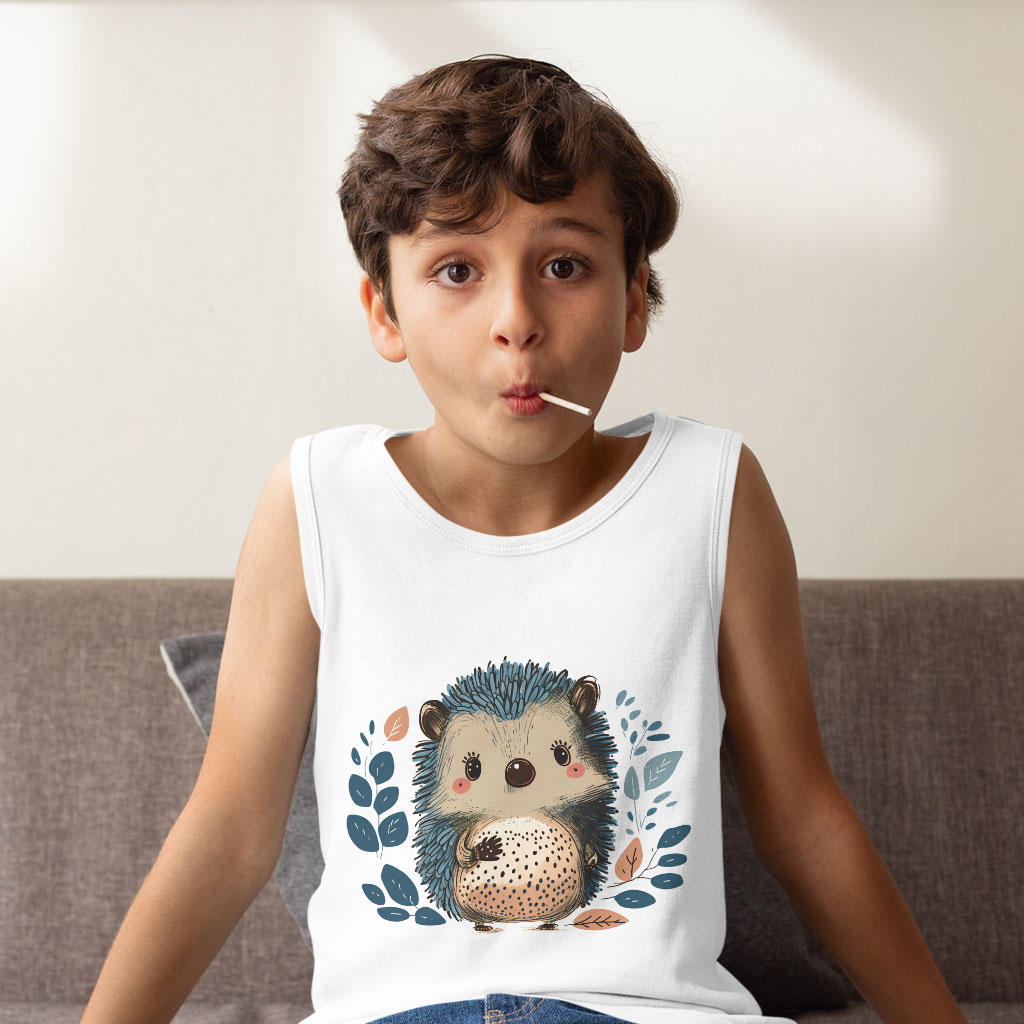 Animal Graphic Kids' Jersey Tank - Funny Hedgehog Sleeveless T-Shirt - Cartoon Print Kids' Tank Top Clothing Kids' Clothing Tanks Color : Athletic Heather|Black|White 