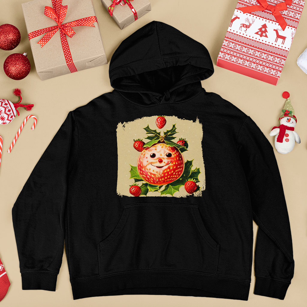 Cartoon Strawberry Hooded Sweatshirt - Strawberry Print Hoodie - Trendy Hoodie Clothing Hoodies Color : Black|Navy|White 