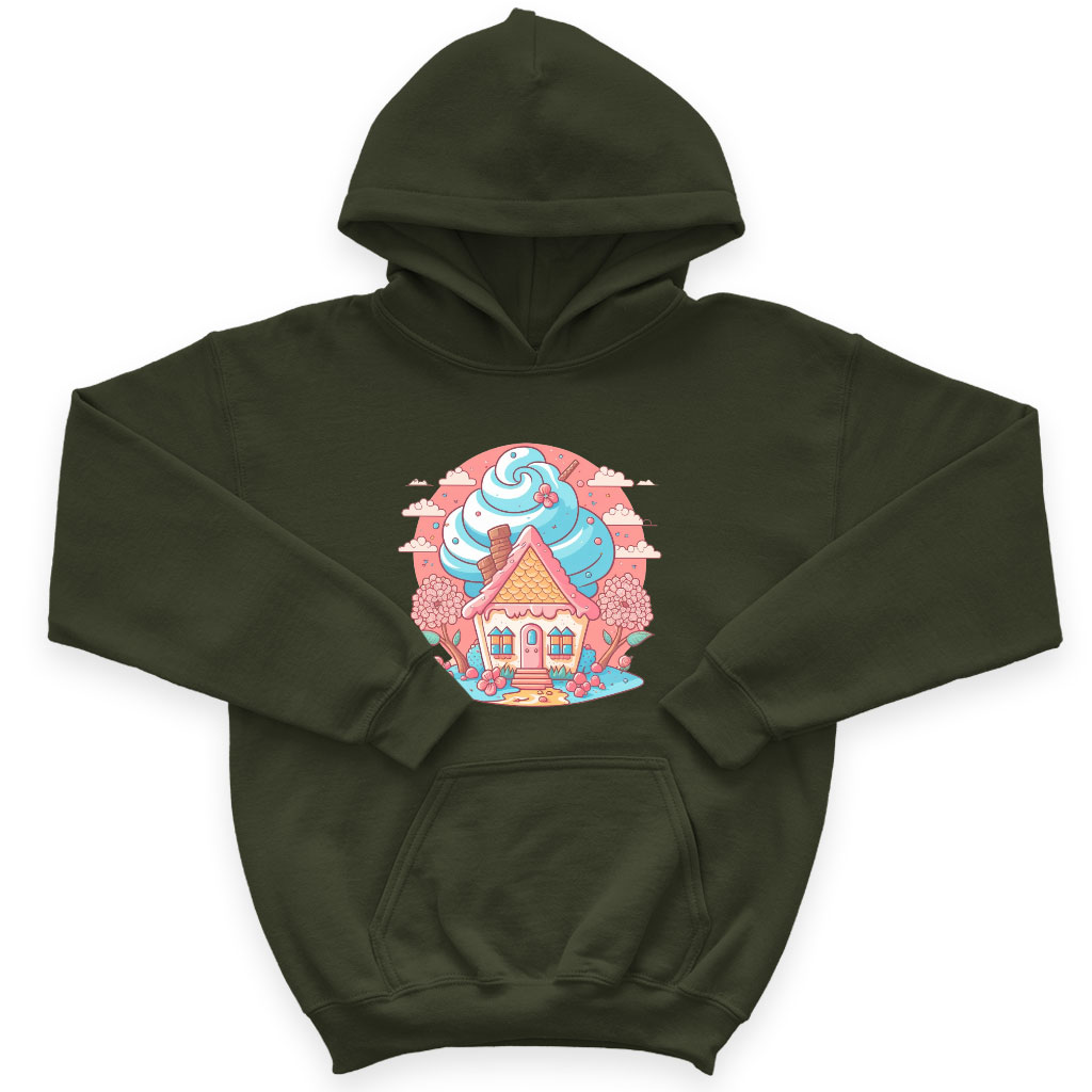 Candy House Design Kids' Sponge Fleece Hoodie - Fantasy Art Kids' Hoodie - Artwork Hoodie for Kids Clothing Hoodies Kids' Clothing Color : Athletic Heather|Black|Military Green 