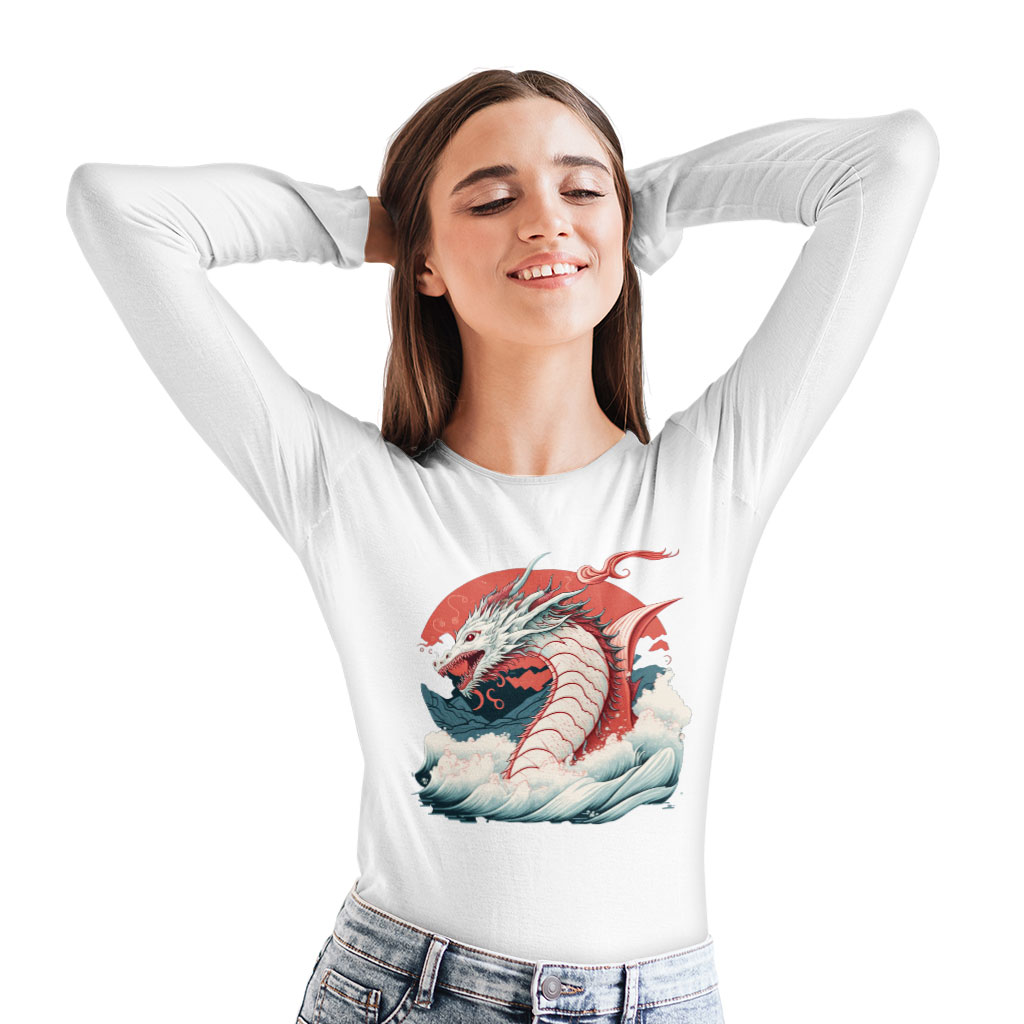 Dragon Printed Long Sleeve T-Shirt - Trendy T-Shirt - Best Design Long Sleeve Tee Shirt Clothing T-Shirts Color : Black|Heather Forest|White 