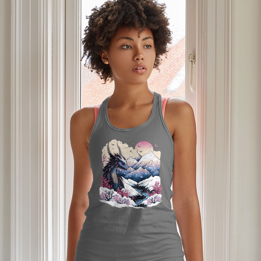 Chinese Dragon Racerback Tank - Mountain Tank - Nature Workout Tank Clothing Tanks Color : Black|Gray|White 