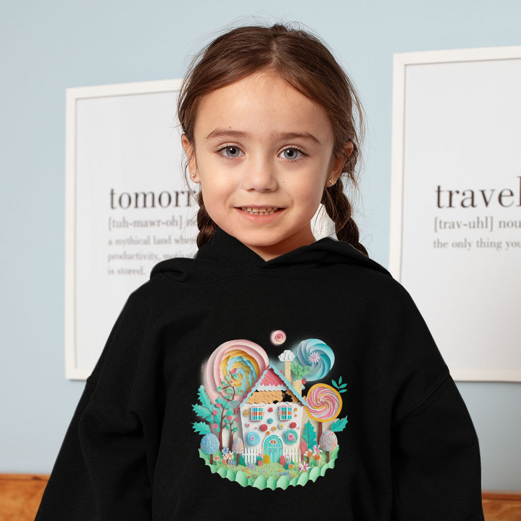 Cute Graphic Toddler Hoodie - Candy House Design Toddler Hooded Sweatshirt - Cute Design Kids' Hoodie Clothing Hoodies Kids' Clothing Color : Black|Kelly|White 