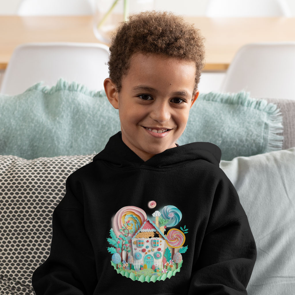 Cute Graphic Toddler Hoodie - Candy House Design Toddler Hooded Sweatshirt - Cute Design Kids' Hoodie Clothing Hoodies Kids' Clothing Color : Black|Kelly|White 