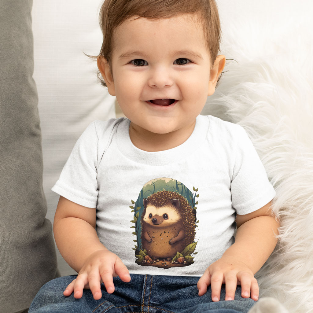 Funny Hedgehog Baby Jersey T-Shirt - Animal Design Baby T-Shirt - Kawaii T-Shirt for Babies Clothing Kids' Clothing T-Shirts Color : Athletic Heather|Heather Columbia Blue|White 