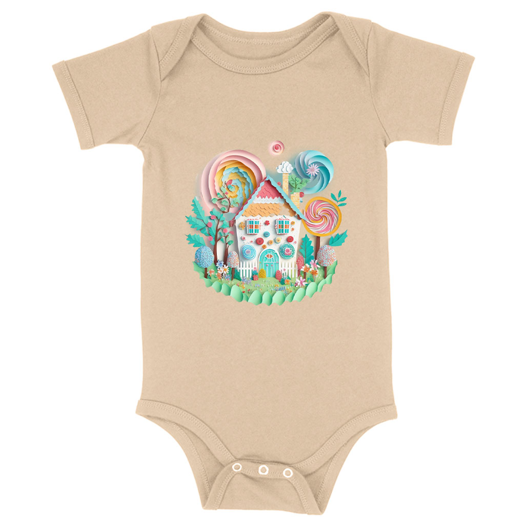 Cute Graphic Baby Jersey Onesie - Candy House Design Baby Onesie - Cute Design Baby One-Piece Clothing Kids' Clothing Onesies Color : Heather Dust|White|Yellow 