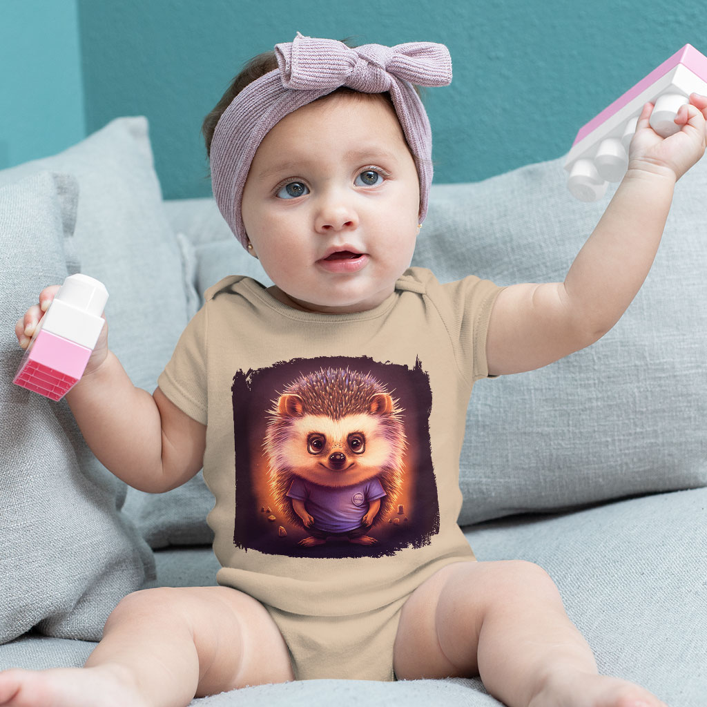 Graphic Hedgehog Baby Jersey Onesie - Trendy Baby Onesie - Illustration Baby One-Piece Clothing Kids' Clothing Onesies Color : Heather Dust|White|Yellow 