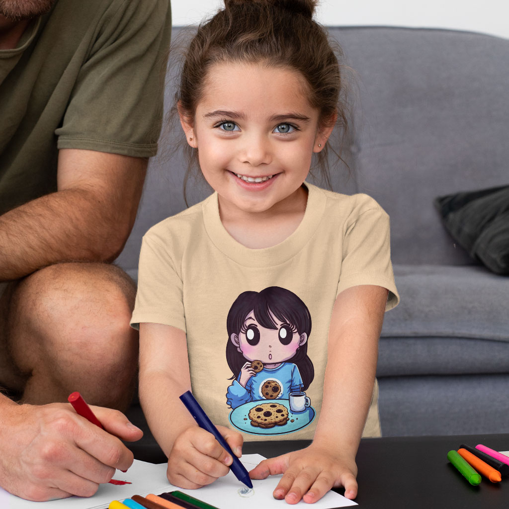 Cookie Print Toddler T-Shirt - Kawaii Cookies Kids' T-Shirt - Cool Tee Shirt for Toddler Clothing Kids' Clothing T-Shirts Color : Athletic Heather|Heather Columbia Blue|Heather Dust 