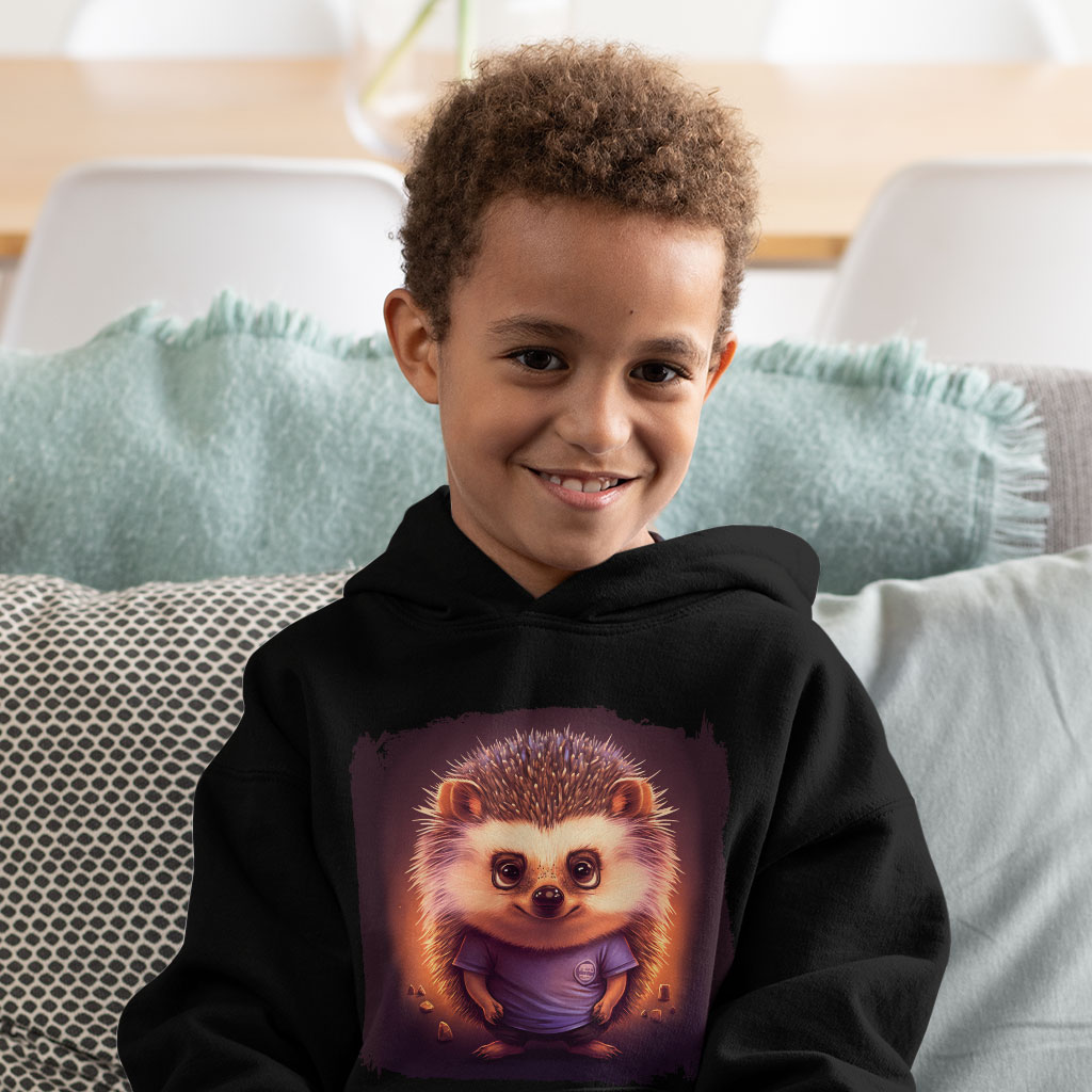 Graphic Hedgehog Toddler Hoodie - Trendy Toddler Hooded Sweatshirt - Illustration Kids' Hoodie Clothing Hoodies Kids' Clothing Color : Black|Kelly|White 