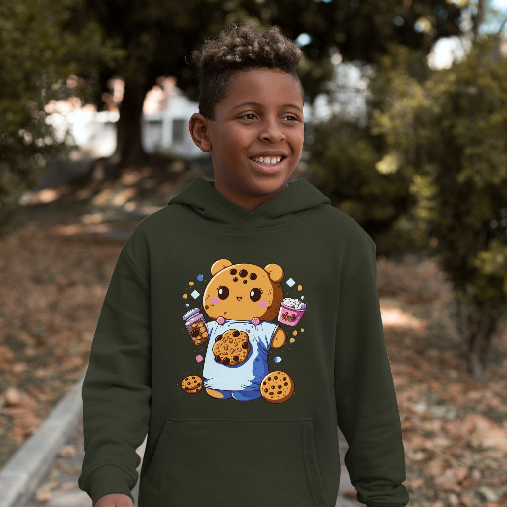 Cookie Heart Kids' Sponge Fleece Hoodie - Cute Anime Kids' Hoodie - Cartoon Hoodie for Kids Clothing Hoodies Kids' Clothing Color : Athletic Heather|Black|Military Green 