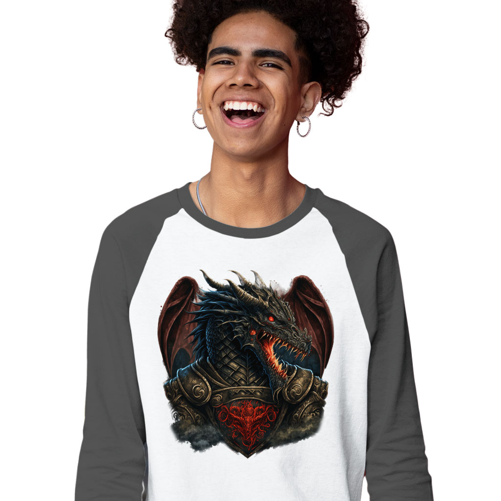 Japanese Dragon Baseball T-Shirt - Creepy T-Shirt - Cool Tee Shirt Clothing T-Shirts Color : Gray White|Navy White 