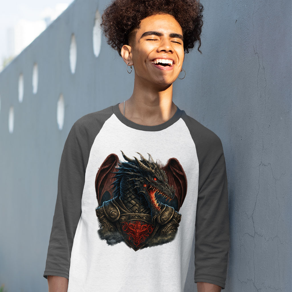 Japanese Dragon Baseball T-Shirt - Creepy T-Shirt - Cool Tee Shirt Clothing T-Shirts Color : Gray White|Navy White 