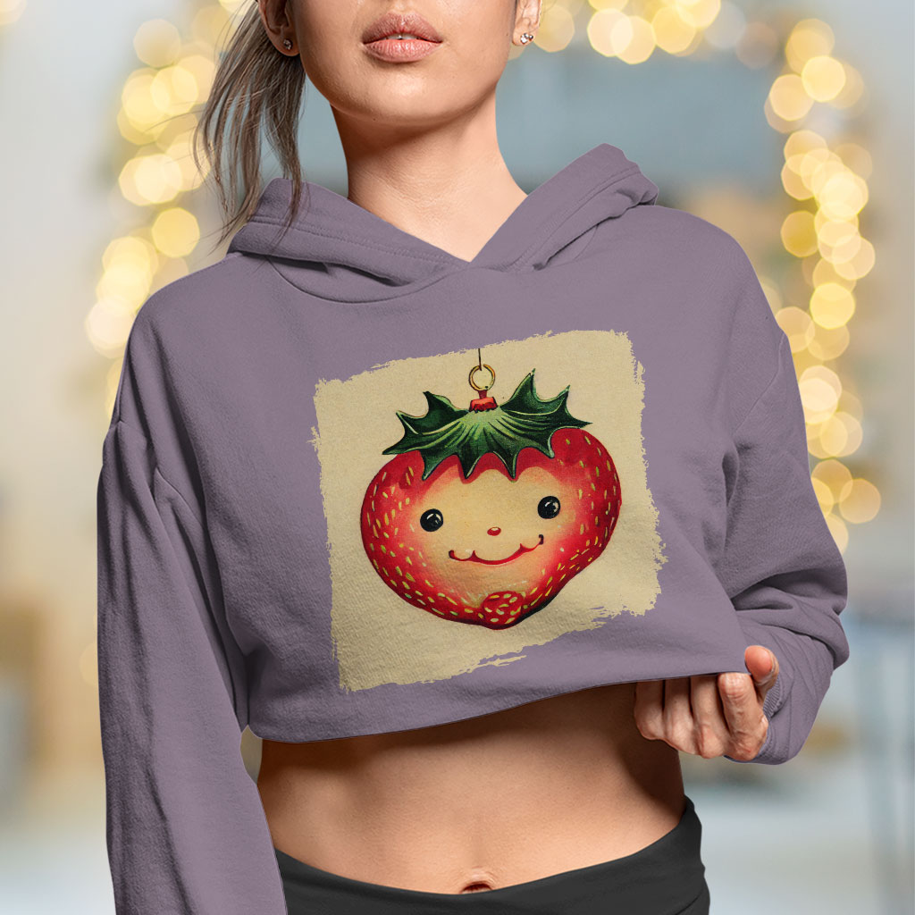 Cute Strawberry Women's Cropped Hoodie - Berry Design Cropped Hoodie - Cool Design Hooded Sweatshirt Clothing Hoodies Color : Black|Heather Dust|Storm 