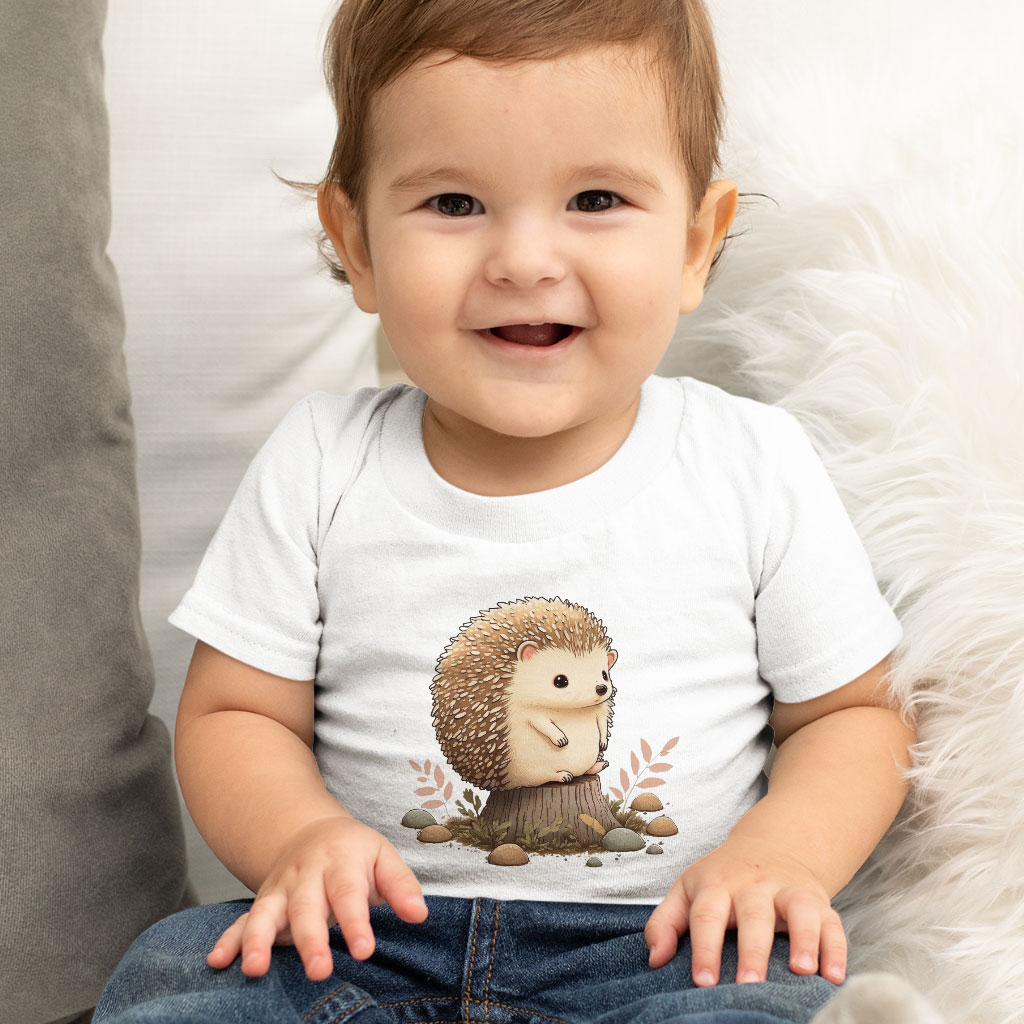 Cute Animal Baby Jersey T-Shirt - Hedgehog Print Baby T-Shirt - Cartoon T-Shirt for Babies Clothing Kids' Clothing T-Shirts Color : Athletic Heather|Heather Columbia Blue|White 