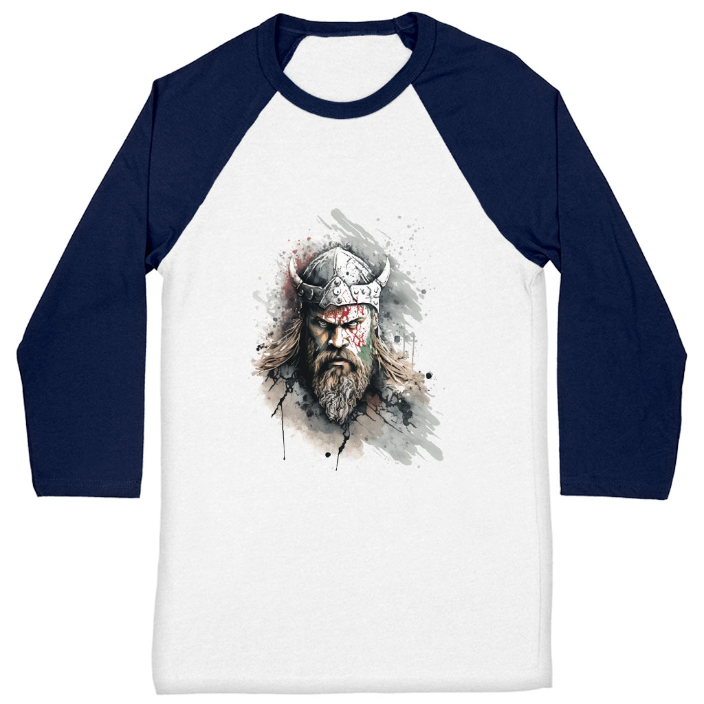 Viking Inspired Baseball T-Shirt - Warrior Design T-Shirt - Cool Trendy Tee Shirt Clothing T-Shirts Color : Gray White|Navy White 