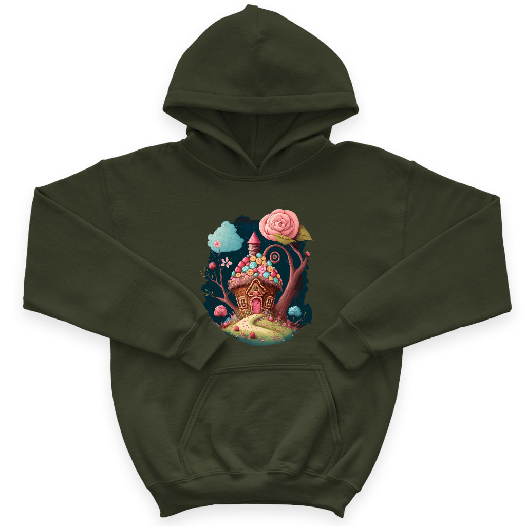 House Design Kids' Sponge Fleece Hoodie - Cute Art Kids' Hoodie - Illustration Hoodie for Kids Clothing Hoodies Kids' Clothing Color : Athletic Heather|Black|Military Green 
