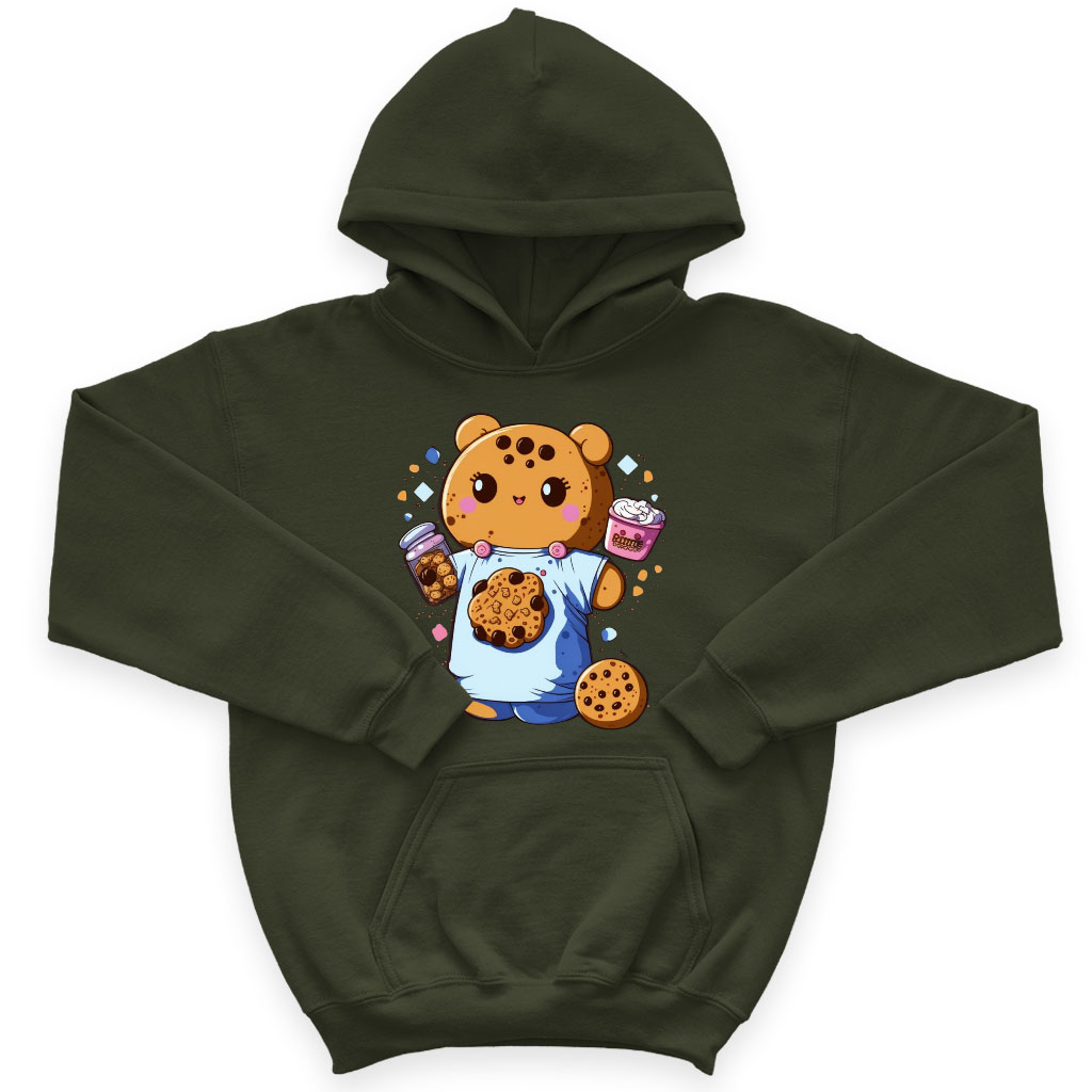 Cookie Heart Kids' Sponge Fleece Hoodie - Cute Anime Kids' Hoodie - Cartoon Hoodie for Kids Clothing Hoodies Kids' Clothing Color : Athletic Heather|Black|Military Green 