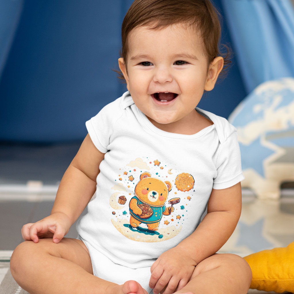 Cute Bear Baby Jersey Onesie - Cute Animal Baby Onesie - Kawaii Baby One-Piece Clothing Kids' Clothing Onesies Color : Heather Dust|White|Yellow 