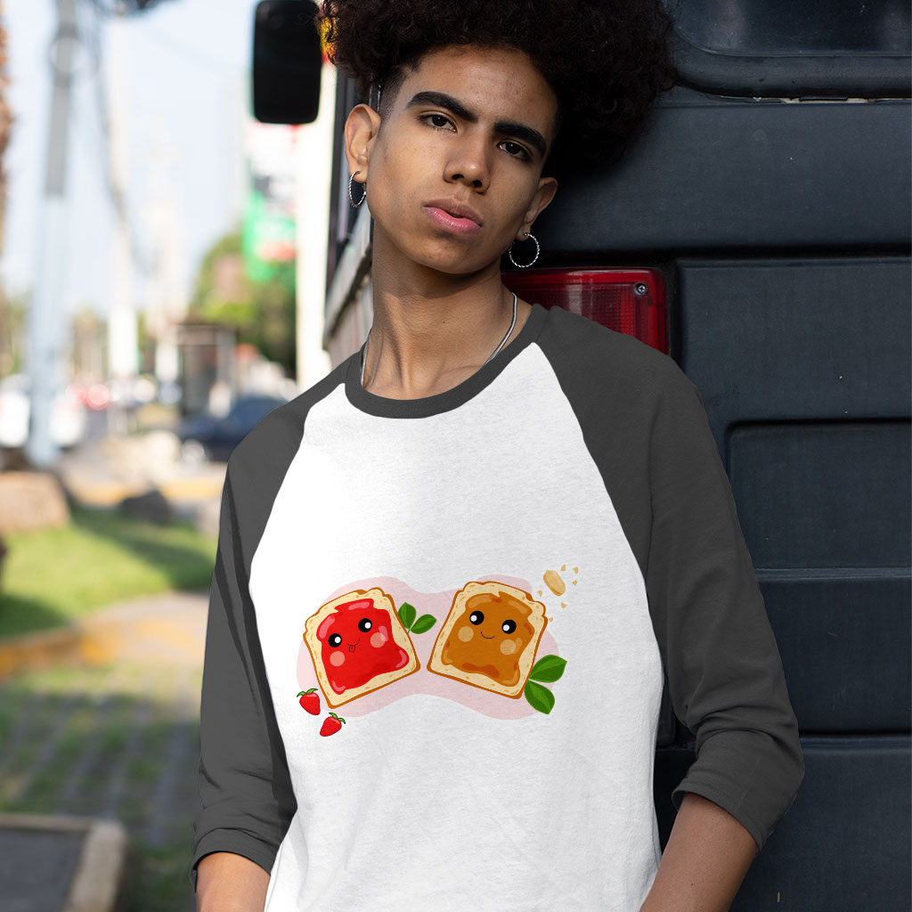 Peanut Butter and Jelly Baseball T-Shirt - Cute T-Shirt - Printed Tee Shirt Clothing T-Shirts Color : Gray White|Navy White 