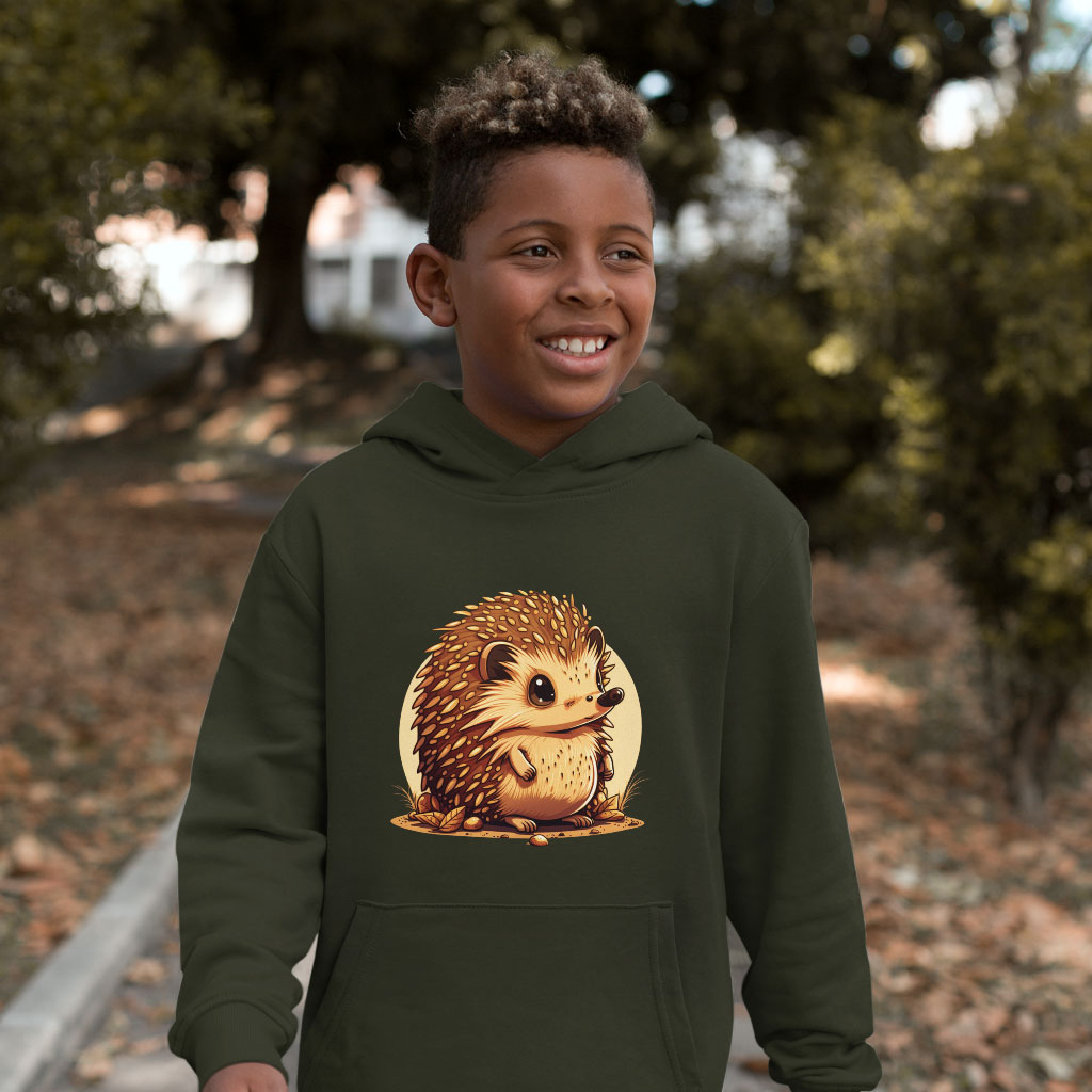 Kawaii Animal Kids' Sponge Fleece Hoodie - Hedgehog Kids' Hoodie - Anime Hoodie for Kids Clothing Hoodies Kids' Clothing Color : Athletic Heather|Black|Military Green 