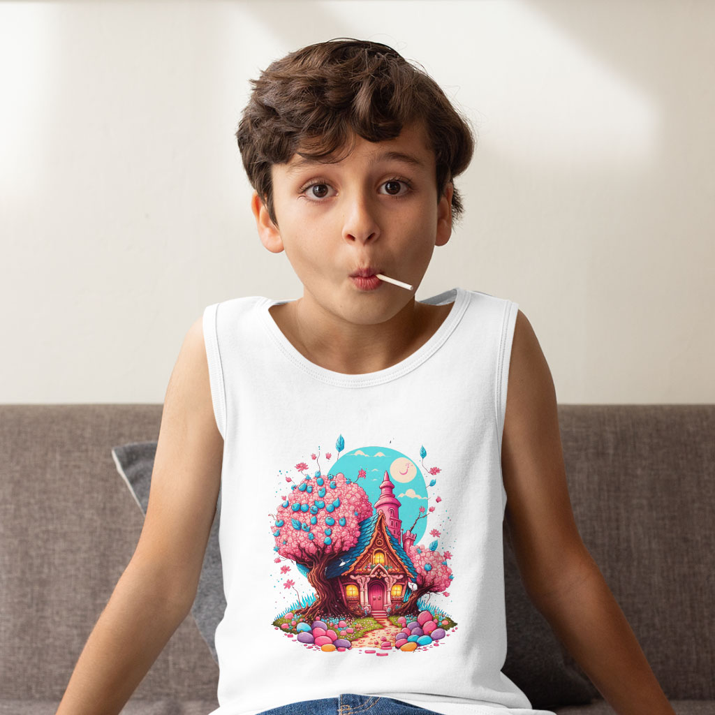 Candy House Kids' Jersey Tank - Adorable Sleeveless T-Shirt - Graphic Kids' Tank Top Clothing Kids' Clothing Tanks Color : Athletic Heather|Black|White 