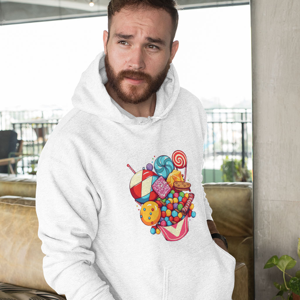 Candy Print Hooded Sweatshirt - Graphic Hoodie - Sweet Hoodie Clothing Hoodies Color : Black|Navy|White 