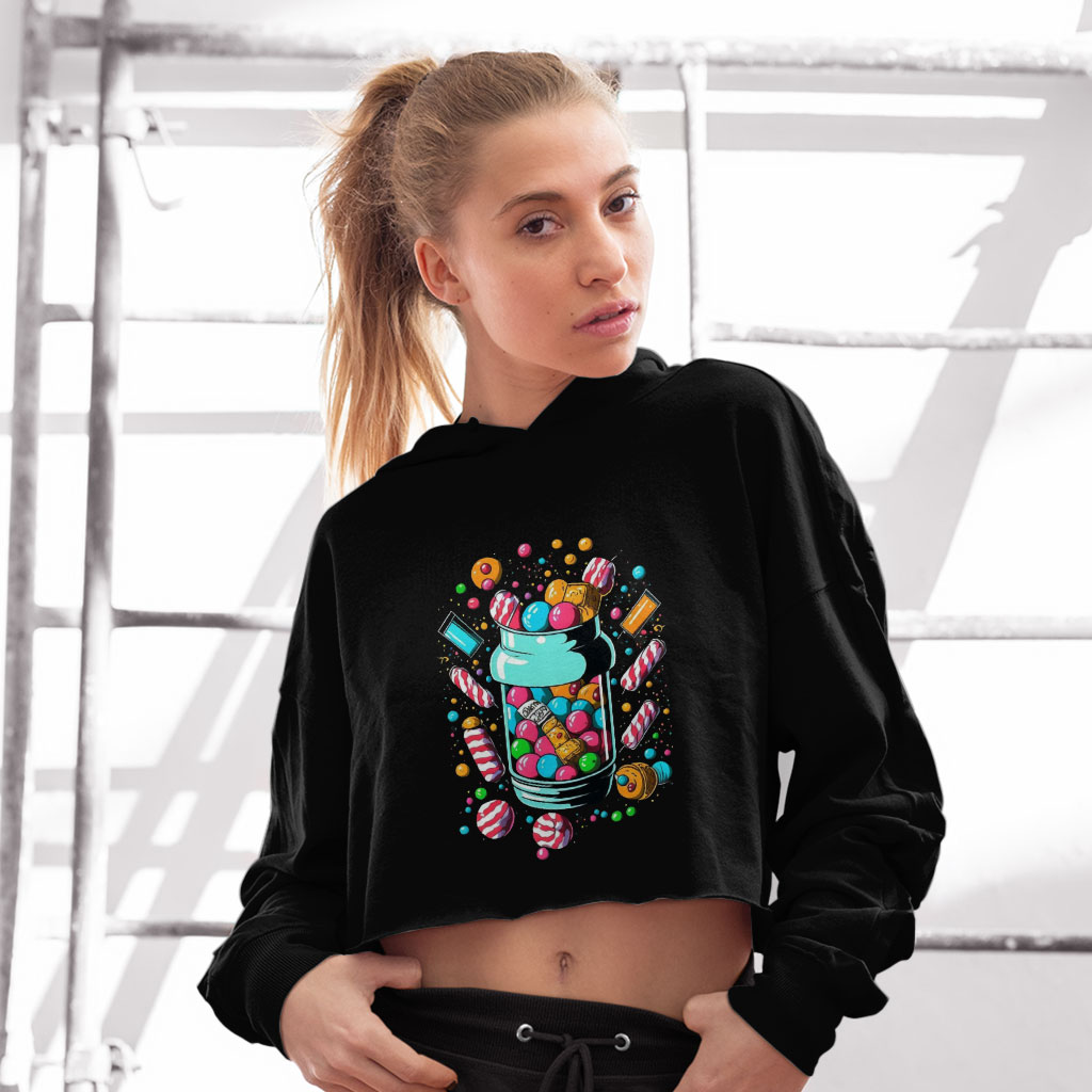 Candy Cute Women's Cropped Hoodie - Cute Cropped Hoodie - Coloful Graphic Hooded Sweatshirt Clothing Hoodies Color : Black|Heather Dust|Storm 