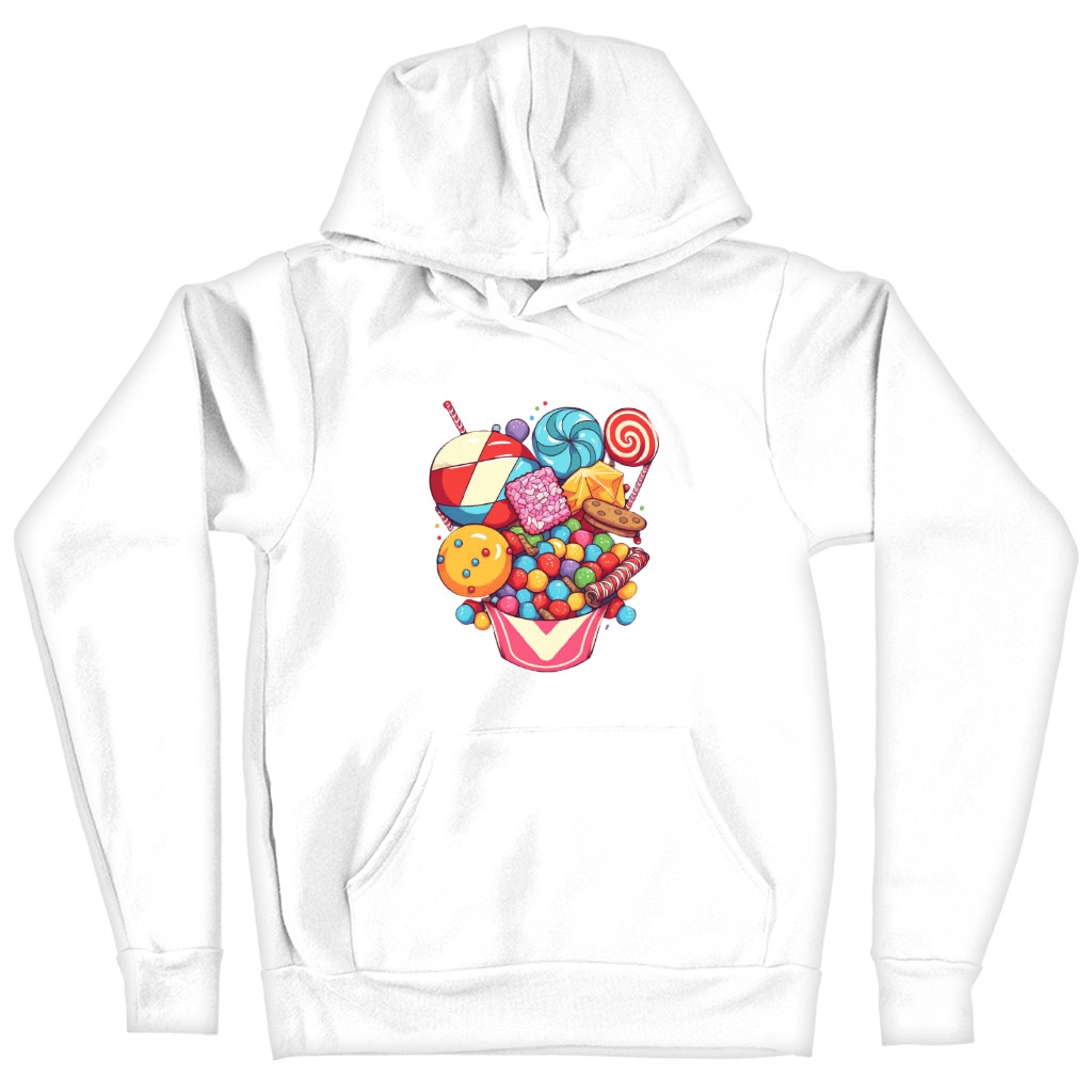 Candy Print Hooded Sweatshirt - Graphic Hoodie - Sweet Hoodie Clothing Hoodies Color : Black|Navy|White 