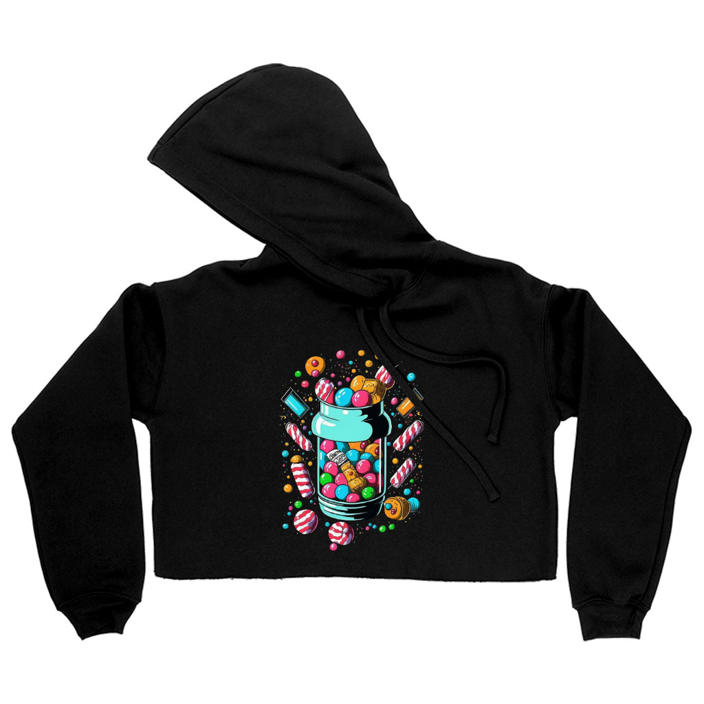 Candy Cute Women's Cropped Hoodie - Cute Cropped Hoodie - Coloful Graphic Hooded Sweatshirt Clothing Hoodies Color : Black|Heather Dust|Storm 