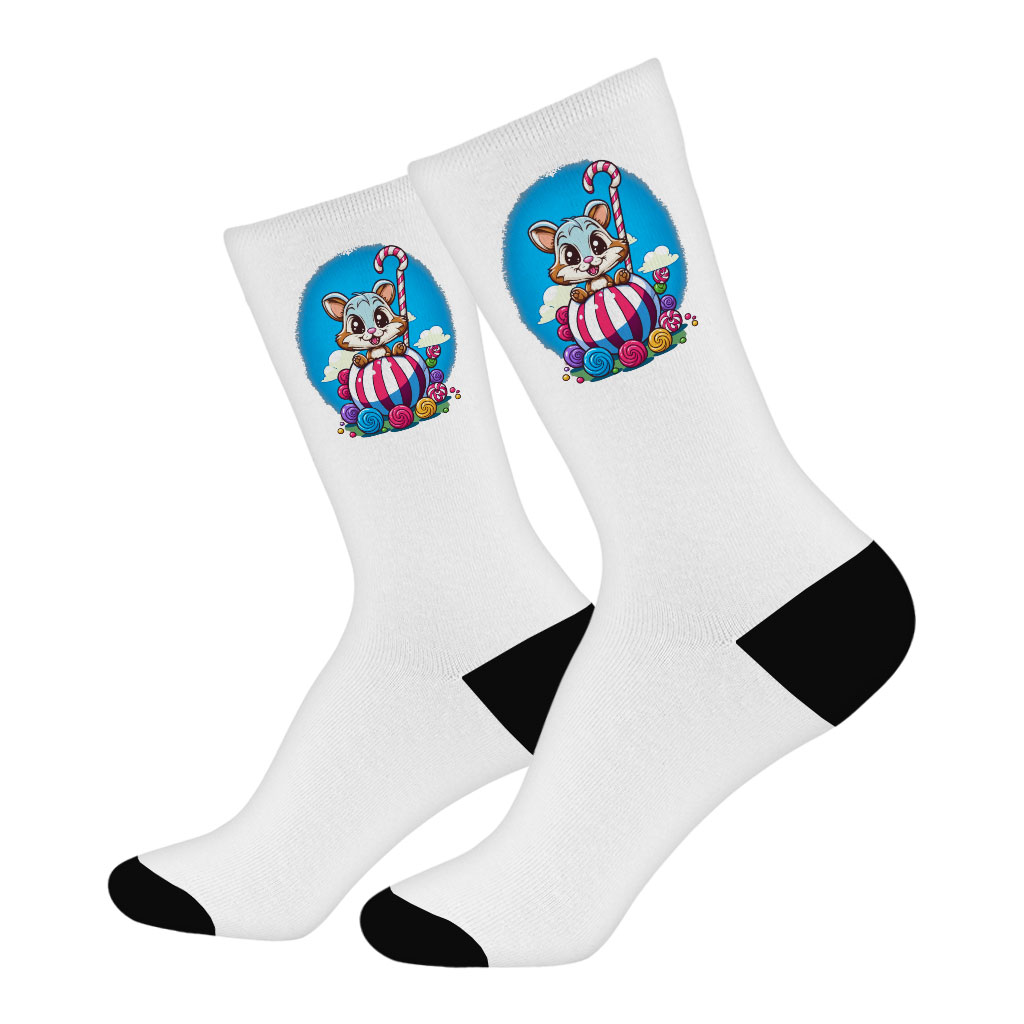 Animal Graphic Socks - Candy Novelty Socks - Cute Art Crew Socks Fashion Socks Size : Large|Medium 