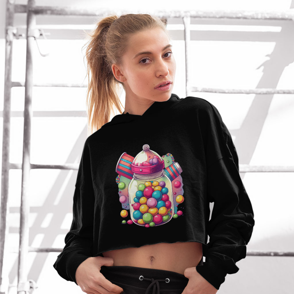 Kawaii Candy Women's Cropped Hoodie - Adorable Cropped Hoodie - Cute Design Hooded Sweatshirt Clothing Hoodies Color : Black|Heather Dust|Storm 