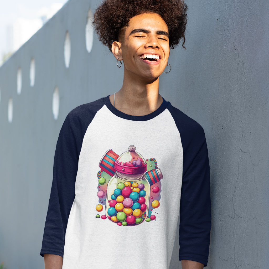 Kawaii Candy Baseball T-Shirt - Adorable T-Shirt - Cute Design Tee Shirt Clothing T-Shirts Color : Gray White|Navy White 