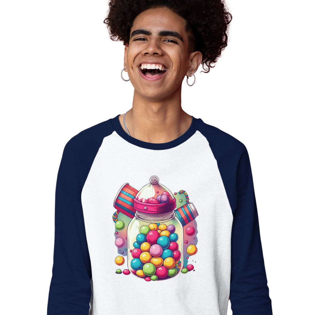 Kawaii Candy Baseball T-Shirt - Adorable T-Shirt - Cute Design Tee Shirt Clothing T-Shirts Color : Gray White|Navy White 