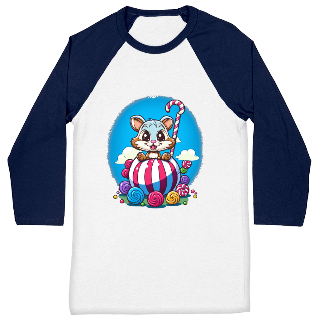 Animal Graphic Baseball T-Shirt - Candy T-Shirt - Cute Art Tee Shirt Clothing T-Shirts Color : Gray White|Navy White 