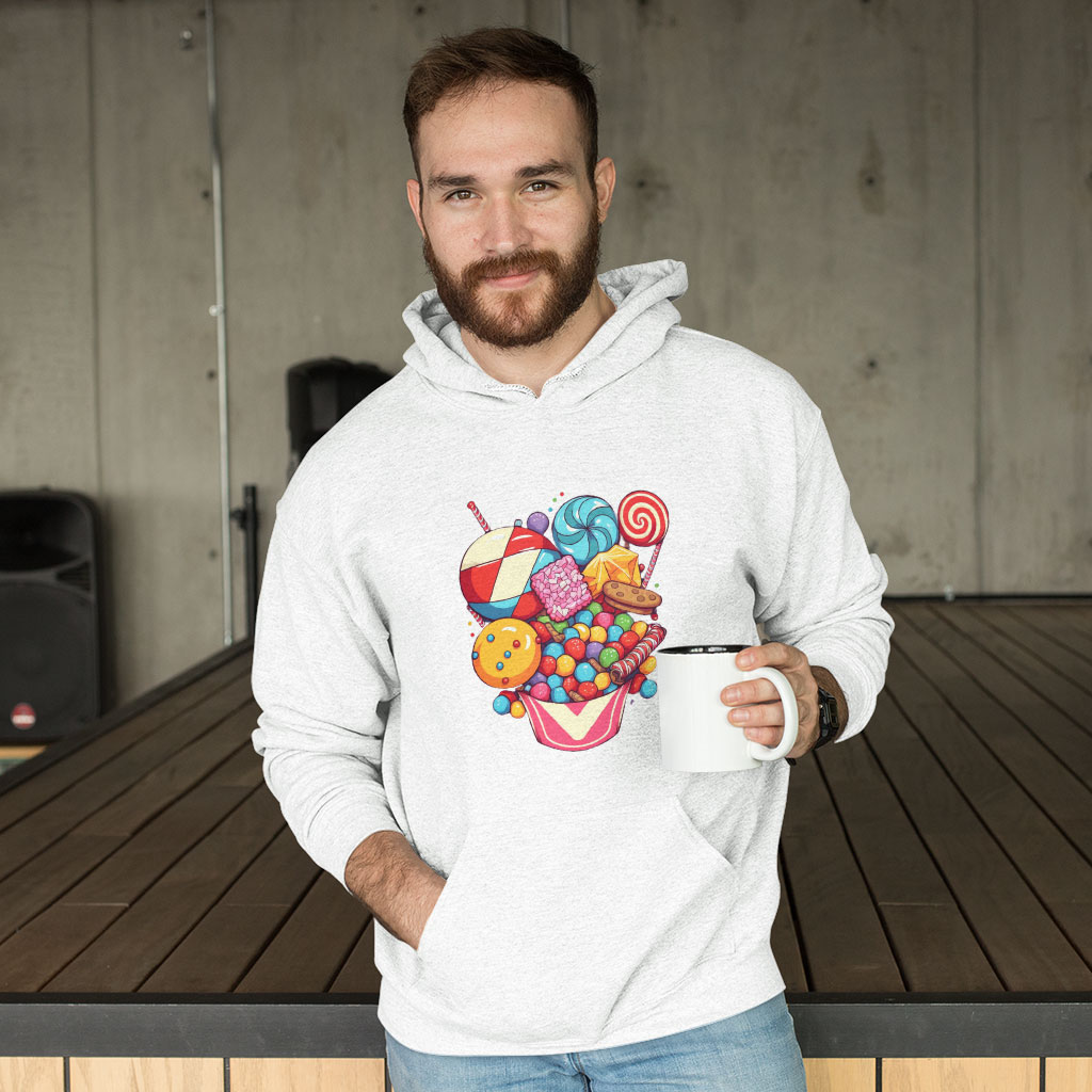 Candy Print Hooded Sweatshirt - Graphic Hoodie - Sweet Hoodie Clothing Hoodies Color : Black|Navy|White 