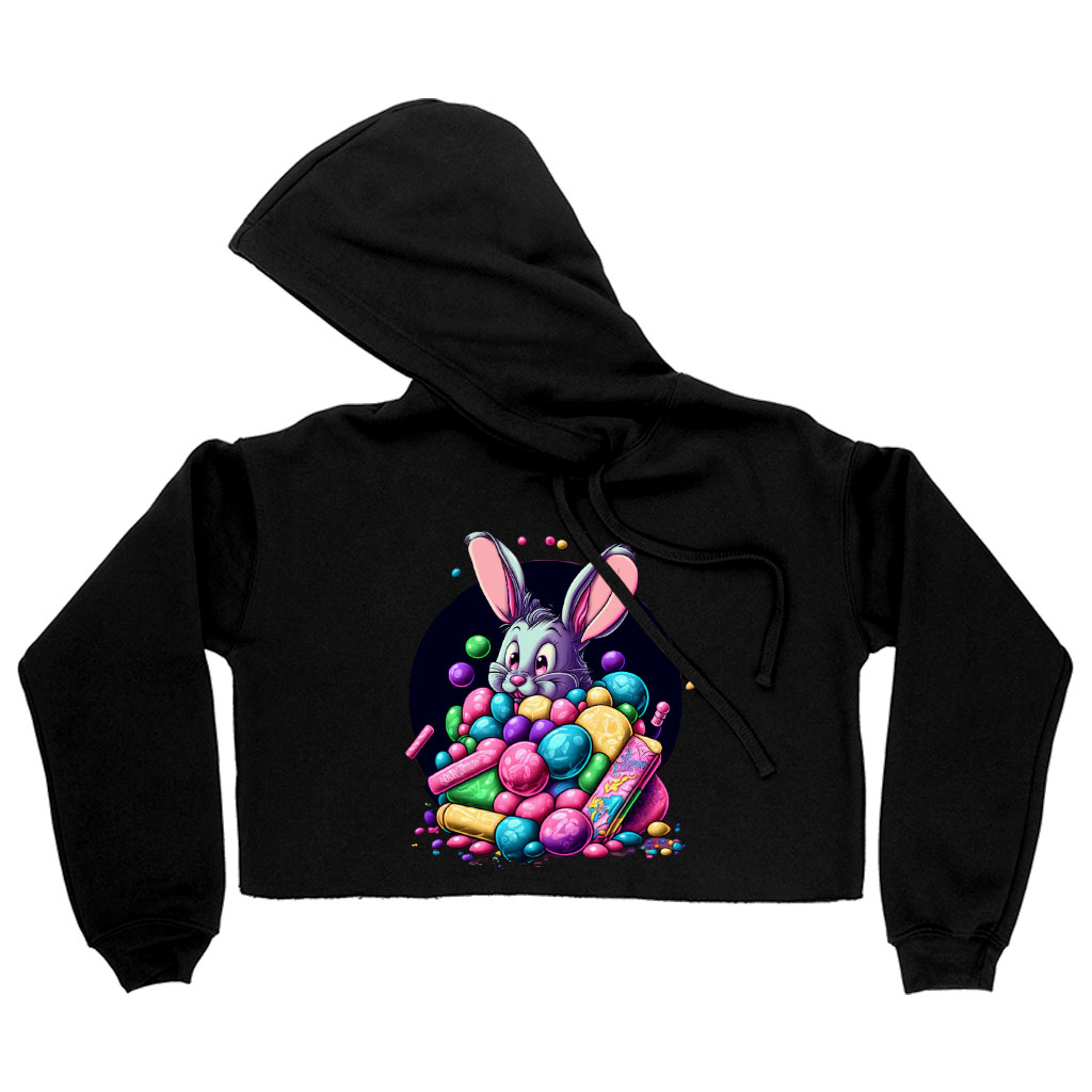 Kawaii Bunny Women's Cropped Hoodie - Cute Animal Cropped Hoodie - Candy Themed Hooded Sweatshirt Clothing Hoodies Color : Black|Heather Dust|Storm 