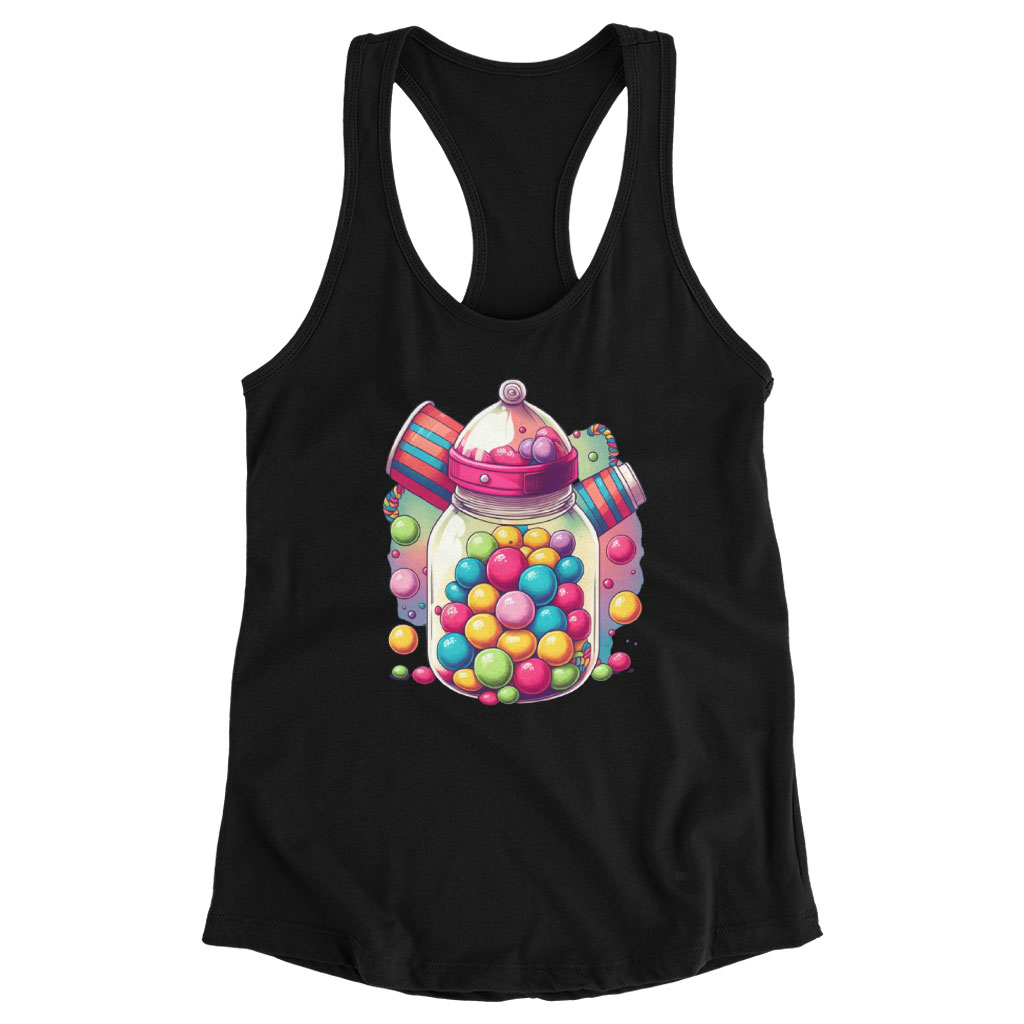 Kawaii Candy Racerback Tank - Adorable Tank - Cute Design Workout Tank Clothing Kids' Clothing Tanks Color : Black|Gray|White 