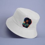 Cartoon Girl Power Bucket Hat - Themed Hat - Colorful Bucket Hat - Image 3