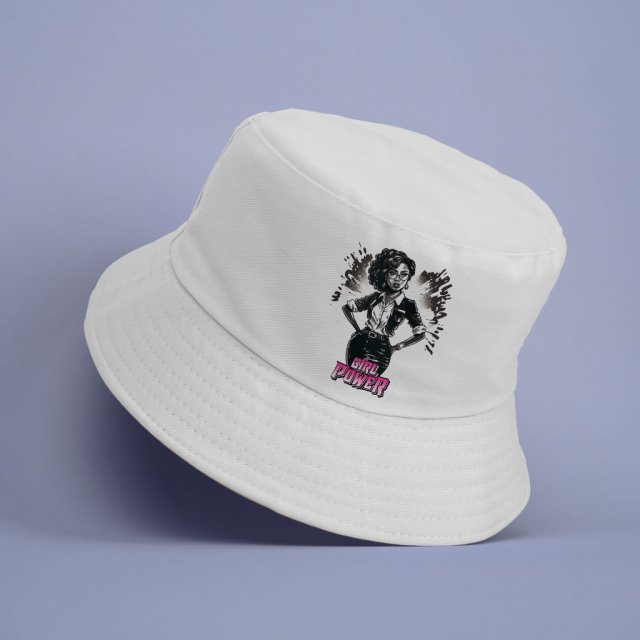 Cute Cartoon Girl Drawing Bucket Hat - Colorful Hat - Graphic Bucket Hat - Image 3