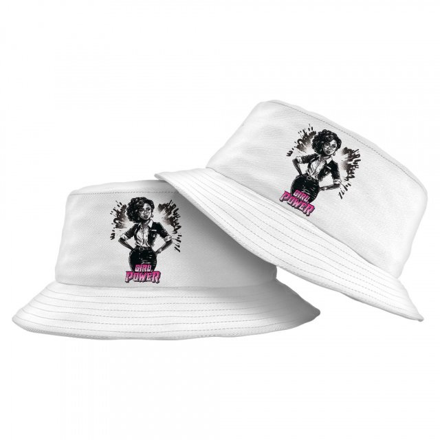 Cute Cartoon Girl Drawing Bucket Hat - Colorful Hat - Graphic Bucket Hat