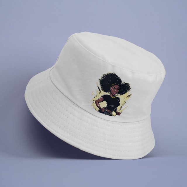 Black Girl Power Bucket Hat - Printed Hat - Cartoon Bucket Hat - Image 3