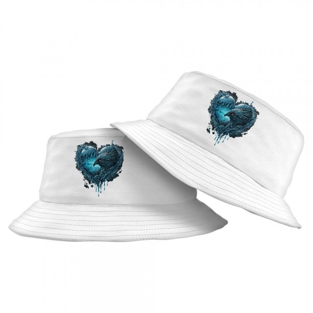 Heart Design Bucket Hat - Ice Print Hat - Graphic Bucket Hat