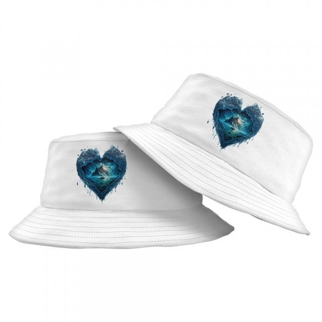 Heart Print Bucket Hat - Beautiful Hat - Ice Print Bucket Hat