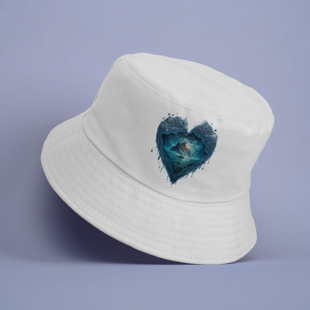 Heart Print Bucket Hat – Beautiful Hat – Ice Print Bucket Hat