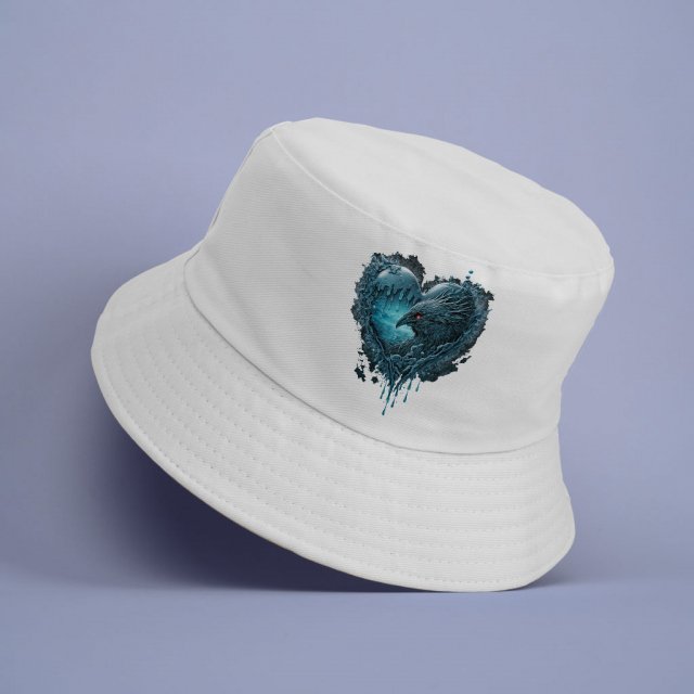 Heart Design Bucket Hat - Ice Print Hat - Graphic Bucket Hat - Image 3