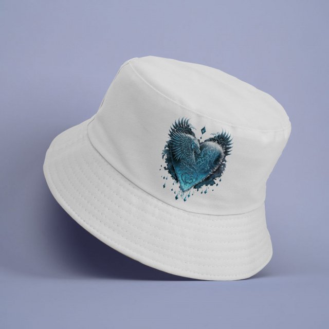 Snow Heart Bucket Hat – Cool Hat – Art Bucket Hat