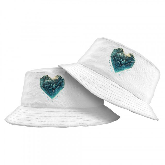 Heart Design Bucket Hat - Ice Hat - Heart Bucket Hat